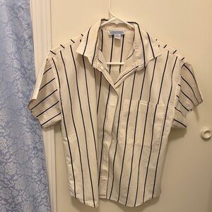 Vintage Cream and Black Striped Button Down Shirt